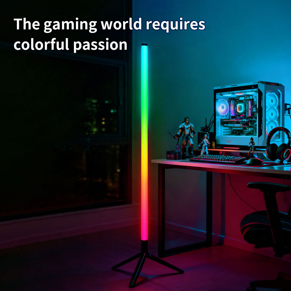 RGB LED Corner Floor Lamp，DIY Floor Lamp with Music Sync, Dynamic Modes,  Remote Control,Standingl Corner Changing Ambience Light, for Living Bedroom Room Gaming Room