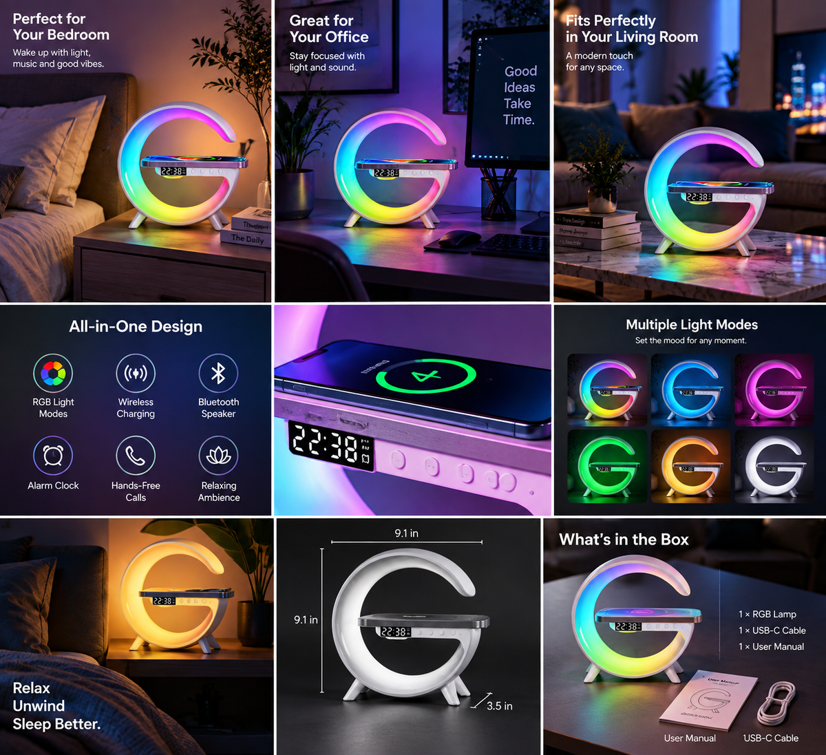 RGB Rhythm Light Wireless Sunrise Alarm Speaker