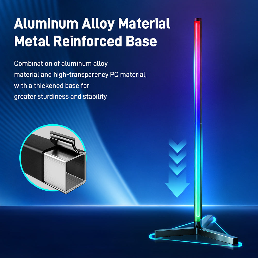 RGB LED Corner Floor Lamp, flip 180°，Remote Control,Standingl Corner Changing Ambience Light, for Living Bedroom Room Gaming Room