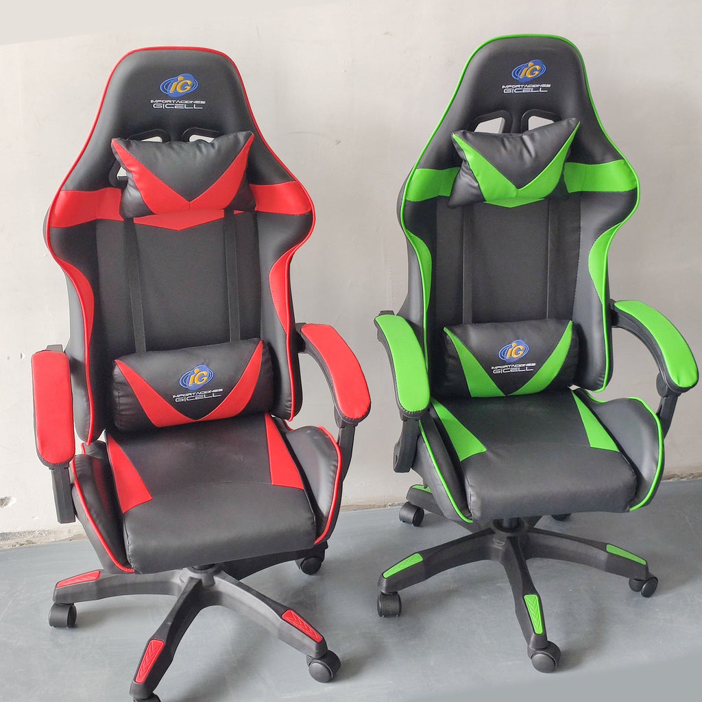 Gaming Racing Chair Height Adjustable Ergonomic PC Computer Chair E-Sports Gamer Office Task Swivel Chair w/ Headrest Lumbar Support Pillow 441lbs Wei