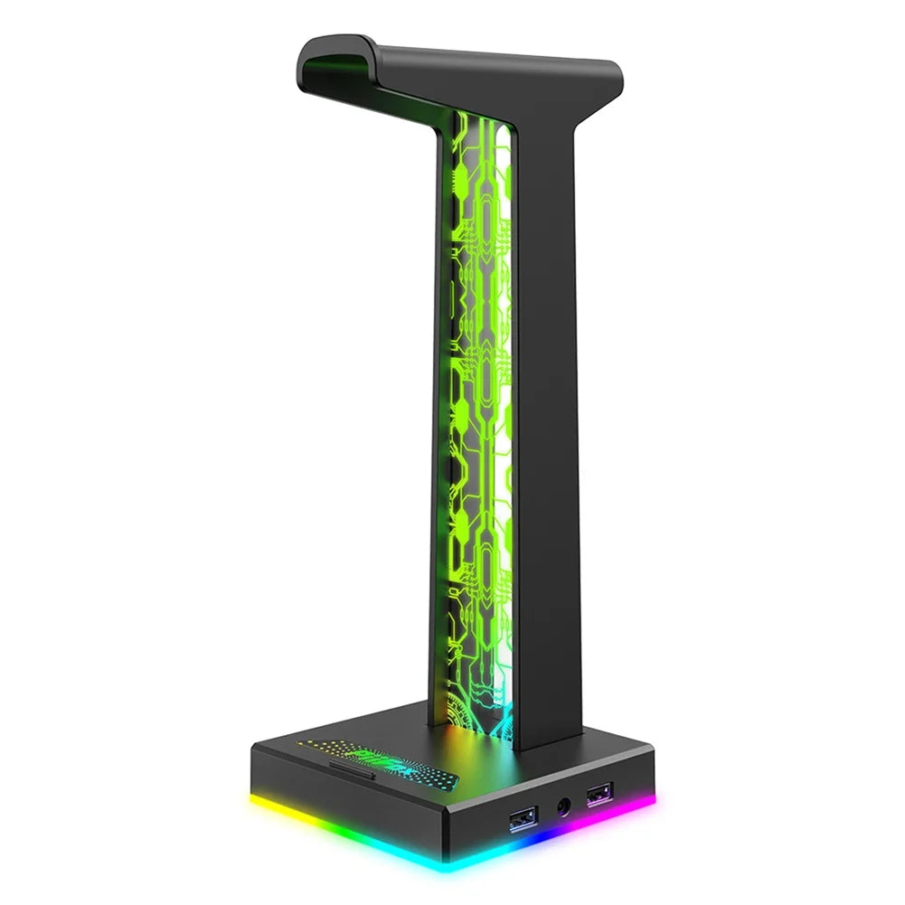 Soporte Auriculares Gaming RGB 10 Modos Luz USB 3.5mm